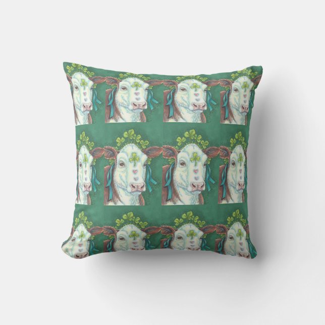Coussin Irish Cow ST. PATRICK'S DAY HEIFER THROW PILLOW (Recto)