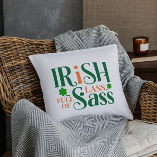 Coussin Irish Lass Plein De Sass Drôle St Patrick's Day