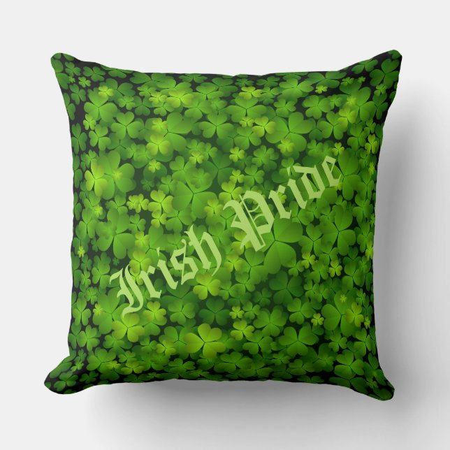 Coussin Irish Pride Personnalisable Shamrocks verts (Recto)