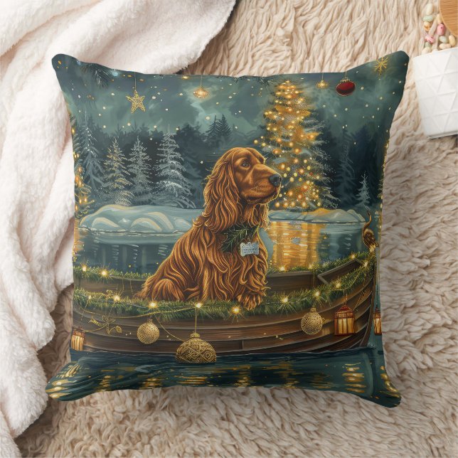 Coussin Irish Red Setter Christmas Festive Voyage (Couverture)