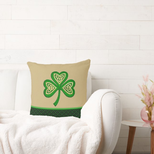 Coussin Irish Shamrock Celtic Knots St Patrick (Canapé)