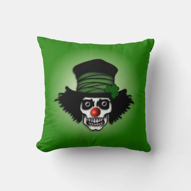 Coussin Irish Skeleton Clown Green (Recto)