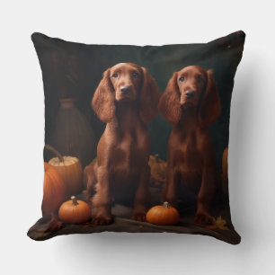 Coussin Irlandais Red Setter Chiot Automne Citrouille de p