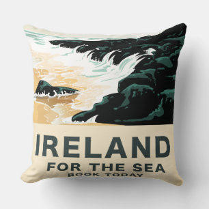 Coussin Irlande "Pour la Mer" Affiche de voyage nautique