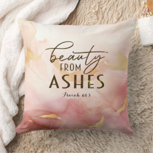 Coussin Isaïe 61 3 Beauté de Ashes Bible Verse Rose