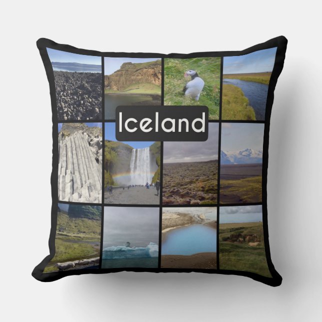 Coussin Islande Collage de paysage d'été (Recto)