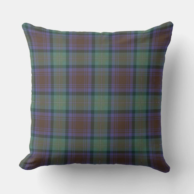 Coussin Isle De Skye Tartan Plaid Vert Motif Noir (Recto)