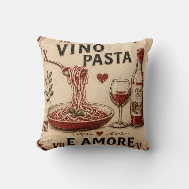 Coussin Italian Kitchen Rustic Wine & Pasta Farmhouse (Recto)