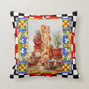 Coussin Italian, Sicilian art, maiolica, tiles, baroque ar