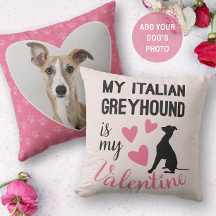 Coussin Italien Greyhound est mon Valentine Chien Photo mi
