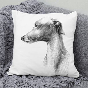 Coussin Italien Greyhound Whippet portrait de chien dessin