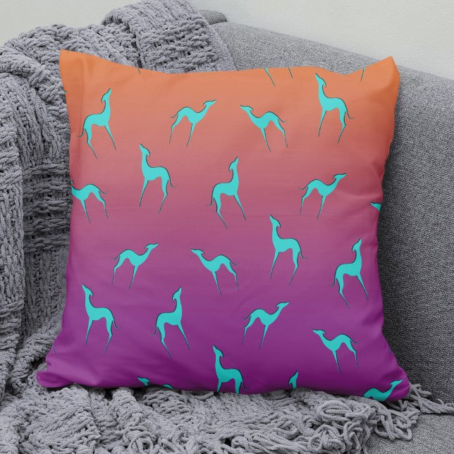 Coussin Italien Greyhound Whippet silhouette motif Ombre (Créateur téléchargé)