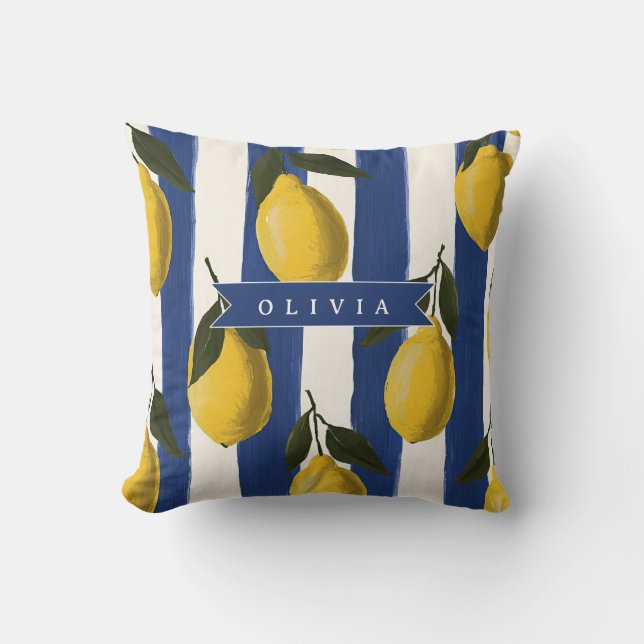 Coussin Italien Personnalisé Rayure de Citron Côtière (Recto)
