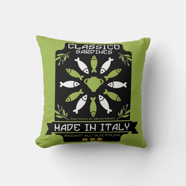 Coussin Italien Sardine Art Print Kitchen Cadeau (Recto)