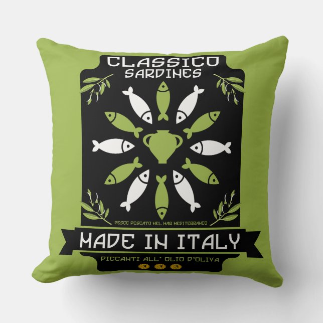 Coussin Italien Sardine Art Print Kitchen Cadeau (Recto)