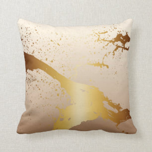 Coussin Ivoire grunge de taupe d'or de l'éclaboussure   d