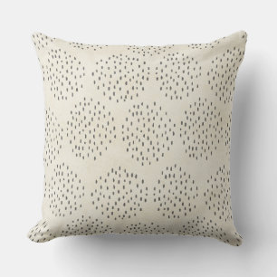 Coussin Ivoire moderne de points et copie minuscule noire