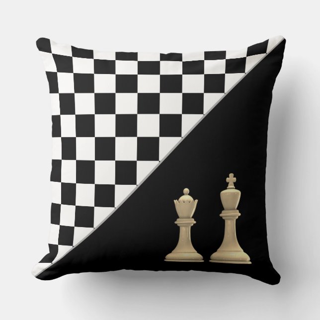 Coussin Ivoirienne King & Queen sur Échecs noirs et blancs (Recto)
