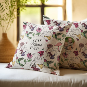 Coussin Ivory Best Maman Jamais Photo Hummingbird Floral