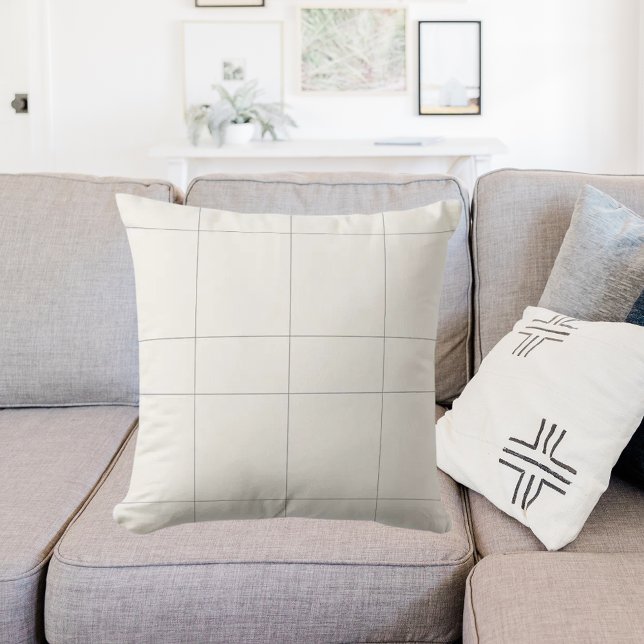 Coussin Ivory cream gray neutrals checked modern (Créateur téléchargé)