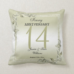 Coussin Ivory Gem & Parties scintillant 14e anniversaire d