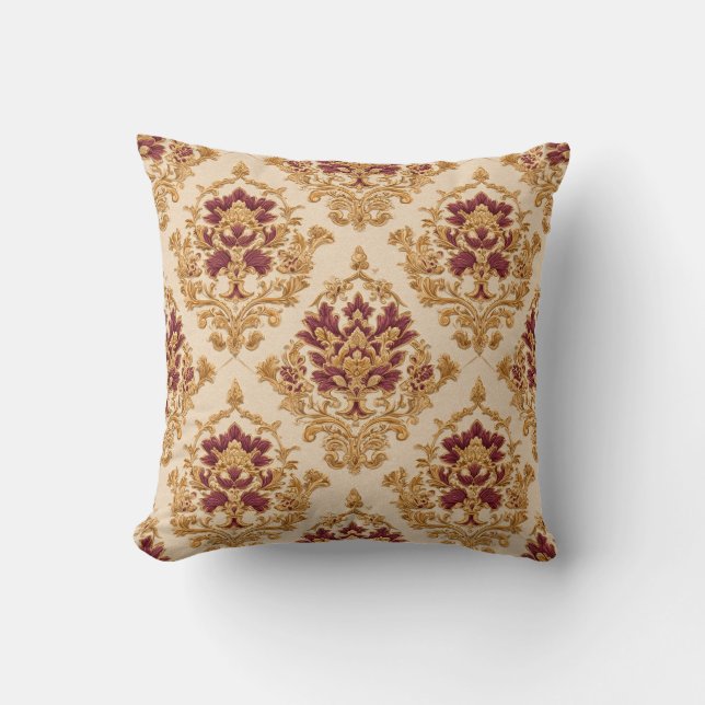 Coussin Ivory Gilded Floral Damask (Recto)