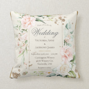 Coussin Ivory Rose Blush Romantique Mariage Floral