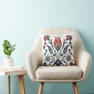 Coussin Iznik Ottoman Floral Art de la tuile turque Bl