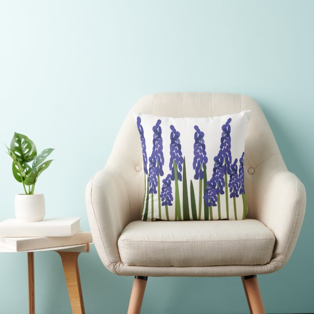 Coussin Jacinthe des vignes fleur florale bleu violet (Chaise)