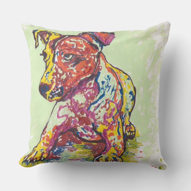 Coussin Jack coloré Russell Terrier (Recto)