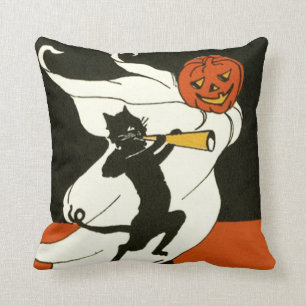 Coussin Jack O' Lantern Black Cat Ghost Horn