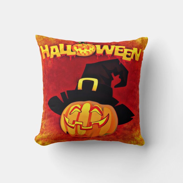Coussin Jack-o'-lantern Citrouille Halloween (Recto)