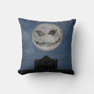 Coussin Jack-o'-lantern effrayant Lune d'Halloween