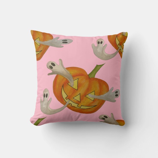 Coussin Jack-o'-lantern hanté (Recto)