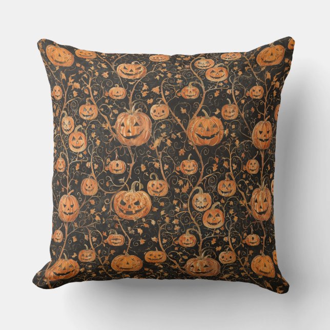 Coussin Jack-o-Lanterns sur la vigne (Recto)