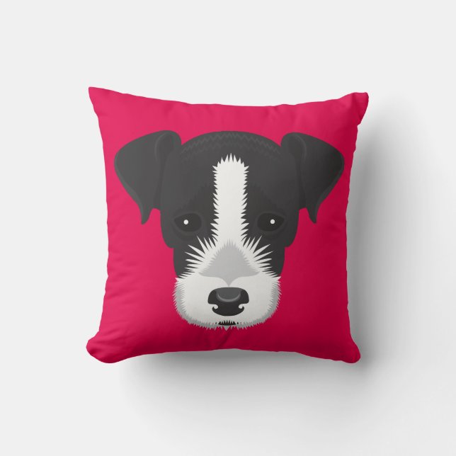 Coussin Jack rose Russell Terrier (Recto)