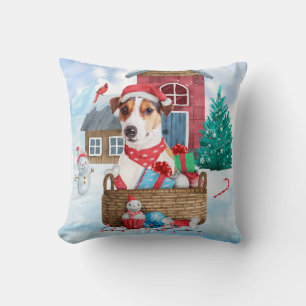 Coussin Jack Russell Chien dans la neige Maison de chien d