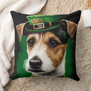 Coussin Jack Russell Chien en robe de fête St. Patrick