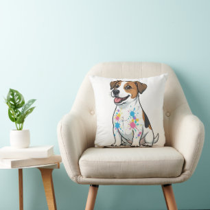 Coussin Jack Russell joyeux éclaboussure de fun