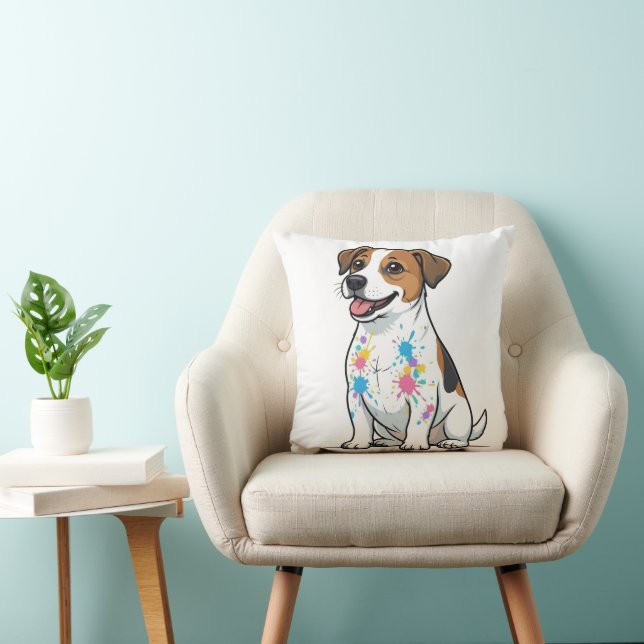 Coussin Jack Russell joyeux éclaboussure de fun (Chaise)
