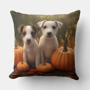 Coussin Jack Russell Puppy Automne Citrouille de plaisir