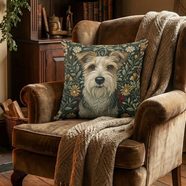 Coussin Jack Russell Terrier à poil dur dans un jardin Cot (Créateur téléchargé)