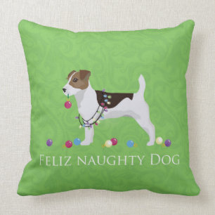 Coussin Jack Russell Terrier Feliz Naughty Chien Noël