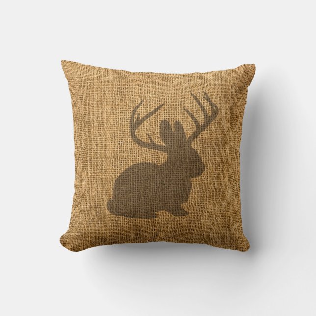 Coussin Jackalope rustique (Recto)