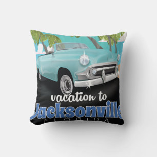 Coussin Jacksonville, Floride, affiche de voyage vintage U