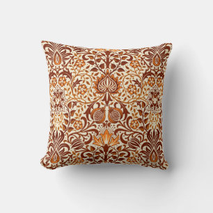 Coussin Jacobean Floral Damask, Beige et Chocolat Brown