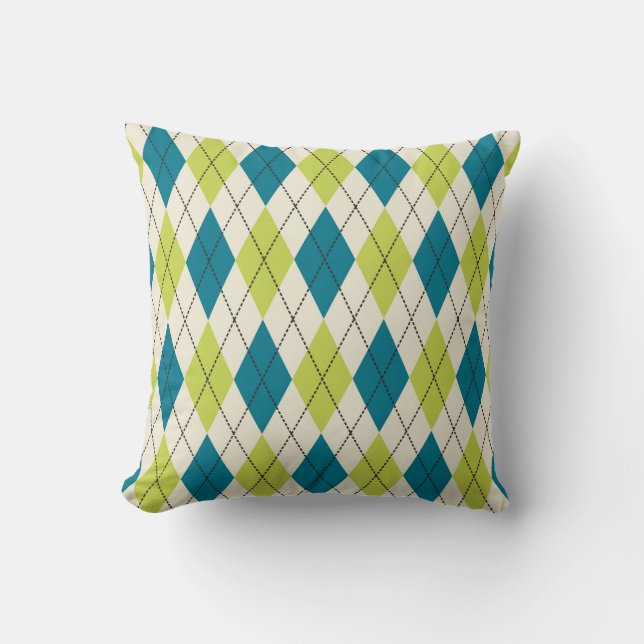 Coussin Jacquard bleu et vert (Recto)