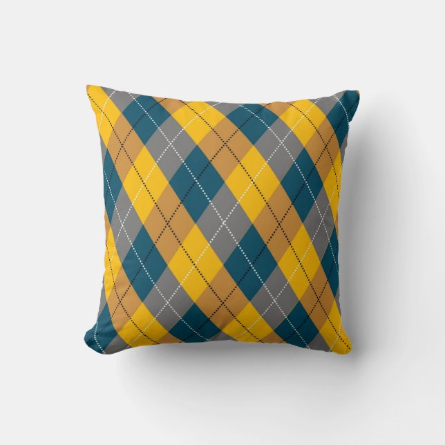Coussin Jacquard de couleurs d'automne Motif géométrique (Recto)