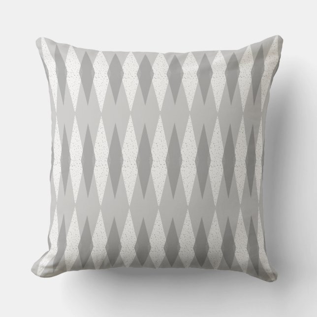 Coussin Jacquard gris moderne du milieu du siècle (Recto)
