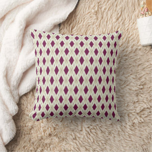 Coussin Jacquard moderne beige violet géométrique